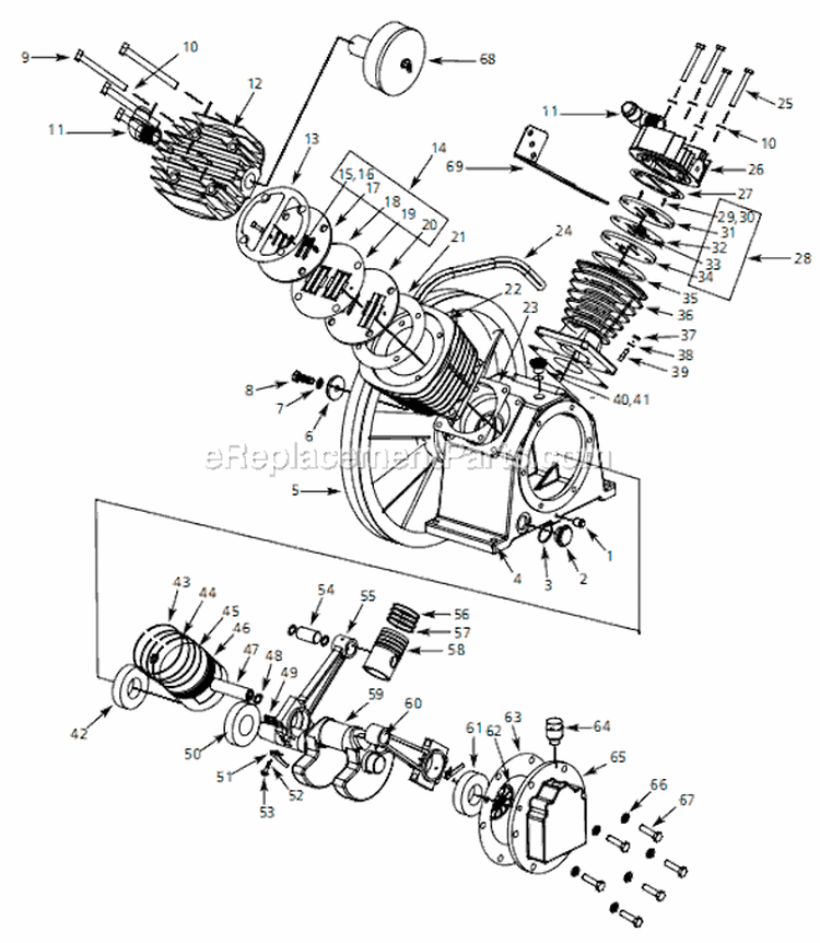Page B Diagram and Parts List for HS781003 2004 Campbell Hausfeld Compressor